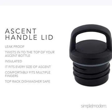 Simple Modern Insulated Water Bottle with Handle Lid 1 Liter Reusable Ascent Narrow Mouth Stainless Steel Thermos Flask, 32oz Handle Lid, Ombre: Sweet Taffy