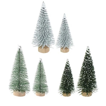 Yahpetes Miniature Christmas Tree Set - 6 Pcs Frosted Pine Trees