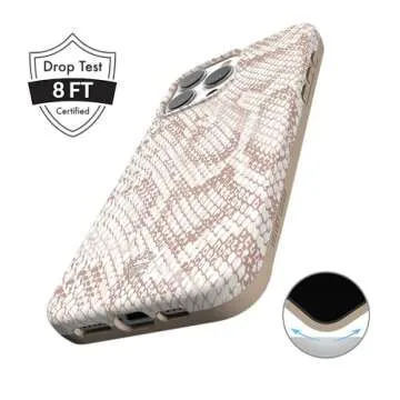 VELVET CAVIAR for iPhone 14 Pro Max Case Western - Compatible with MagSafe - 10ft Drop Tested - Nude Python Snake Skin