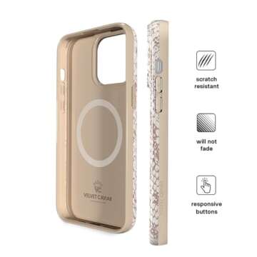 VELVET CAVIAR for iPhone 14 Pro Max Case Western - Compatible with MagSafe - 10ft Drop Tested - Nude Python Snake Skin