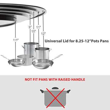 WishDirect Universal Lid for Pots Pans and Skillets - One Lid Fits All 8.25-12 Inch Pots Frying Pans...