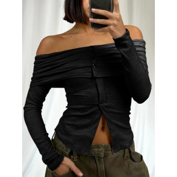 Cicy Bell Off The Shoulder Top Stylish Long Sleeve Shirt