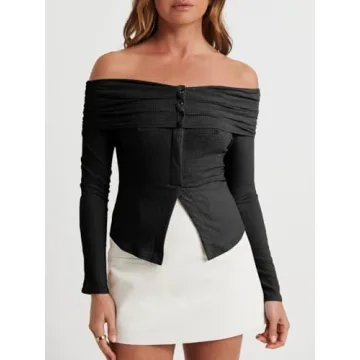 Cicy Bell Off The Shoulder Top Stylish Long Sleeve Shirt