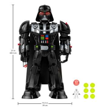Fisher-Price Imaginext Star Wars Darth Vader Bot 2+ Ft Tall Toy, Lights Sounds & Stormtrooper Metal ...