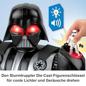 Fisher-Price Imaginext Star Wars Darth Vader Bot 2+ Ft Tall Toy, Lights Sounds & Stormtrooper Metal Character Key for Kids Ages 3+ Years