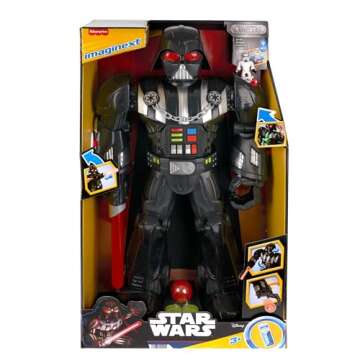 Fisher-Price Imaginext Star Wars Darth Vader Bot 2+ Ft Tall Toy, Lights Sounds & Stormtrooper Metal Character Key for Kids Ages 3+ Years