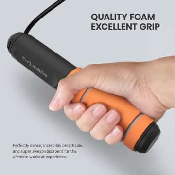 Jump Rope, multifun Speed Skipping Rope with Calorie Counter, Adjustable Digital Counting Jump Rope with Ball Bearings and Alarm Reminder for Fitness, Crossfit, Exercise, Workout, Boxing, MMA, Gym