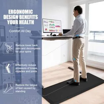 WEZVIX Cushioned Kitchen Mat 2 PCS, Anti Fatigue Kitchen Rugs, Heavy Duty Kitchen Rugs and Mats Non-Skid, Ergonomic Comfort Foam Kitchen Floor Mat for Home, Office, Sink, Laundry - Black