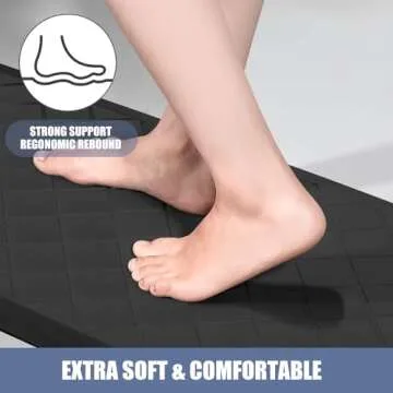 WEZVIX Cushioned Kitchen Mat 2 PCS, Anti Fatigue Kitchen Rugs, Heavy Duty Kitchen Rugs and Mats Non-Skid, Ergonomic Comfort Foam Kitchen Floor Mat for Home, Office, Sink, Laundry - Black