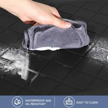 WEZVIX Cushioned Kitchen Mat 2 PCS, Anti Fatigue Kitchen Rugs, Heavy Duty Kitchen Rugs and Mats Non-Skid, Ergonomic Comfort Foam Kitchen Floor Mat for Home, Office, Sink, Laundry - Black