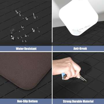 WEZVIX Cushioned Kitchen Mat 2 PCS, Anti Fatigue Kitchen Rugs, Heavy Duty Kitchen Rugs and Mats Non-Skid, Ergonomic Comfort Foam Kitchen Floor Mat for Home, Office, Sink, Laundry - Black