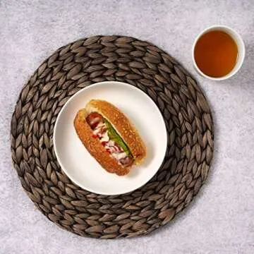 BARIEN Rustic Woven Placemats Set 6 Natural Water Hyacinth