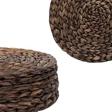 BARIEN Rustic Woven Placemats Set 6 Natural Water Hyacinth