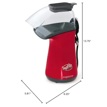 Presto Poplite Hot Air Popcorn Popper, 18 Cups in Red