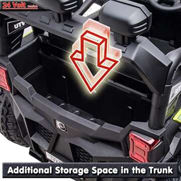 sopbost 24V 7Ah Ride On Toy with Remote Control for Kids Battery Powered Electric Car 4WD Ride On Truck 4 Wheeler with EVA Tires Wheels, Music Play, Green