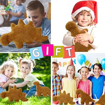 Isaacalyx 3 Pack Dino Nugget Pillow, Funny Gifts for Birthday Gifts, Dinosaur Theme Party Decorations (3 Packs Dino)