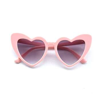 JUSLINK Heart Shaped Sunglasses for Women, Cat Eye Mod Style Retro Kurt Cobain Glasses (Pink Frame)