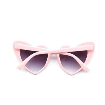 JUSLINK Heart Shaped Sunglasses for Women, Cat Eye Mod Style Retro Kurt Cobain Glasses (Pink Frame)