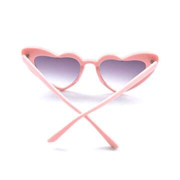 JUSLINK Heart Shaped Sunglasses for Women, Cat Eye Mod Style Retro Kurt Cobain Glasses (Pink Frame)