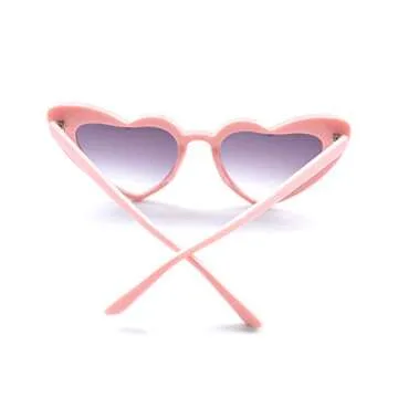 JUSLINK Heart Shaped Sunglasses for Women, Cat Eye Mod Style Retro Kurt Cobain Glasses (Pink Frame)