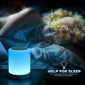 ElecStars Touch Bedside Lamp with Dimmable Colors & Speaker