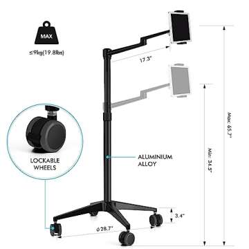 Viozon Selfie Live Floor Stand Set 5-in-1 10" LED Ring Light Microphone Mount moveable Compatible with 12-17" laptop/7-13 Tablet/3.5-6.7" Phone/Digital Camera SLR&DSLR Online Meeting Recording