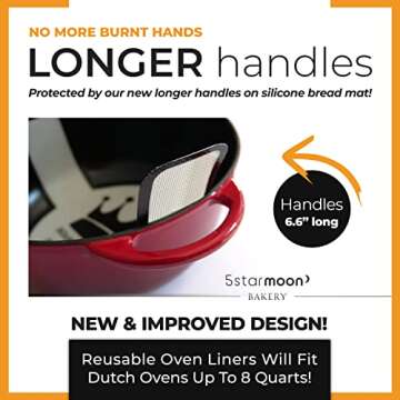 1 Silicone Bread Sling Dutch Oven Liner -Extra Thick Non-Stick Reusable Silicone Sourdough Bread Baking Mat with Long Handles - Sourdough Bread Baking Supplies for Easy Dough Transfer(Love White)