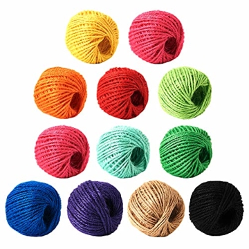 HSTECH 12 Rolls 2mm 3 ply Colorful Natural Jute String for Artworks, Handmade Crafts, Plant Hanger, ...