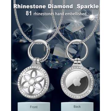 DEERLET Airtag Necklace for Kids,Girls,Adults,Metal Badge Airtag Necklace,Airtag Watch Necklace,29in Adjustable Alloy Necklace with Airtag Holder for Apple Air Tag