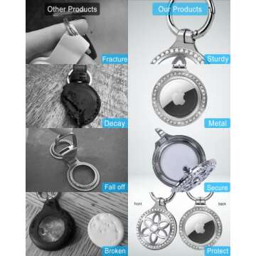 DEERLET Airtag Necklace for Kids,Girls,Adults,Metal Badge Airtag Necklace,Airtag Watch Necklace,29in Adjustable Alloy Necklace with Airtag Holder for Apple Air Tag