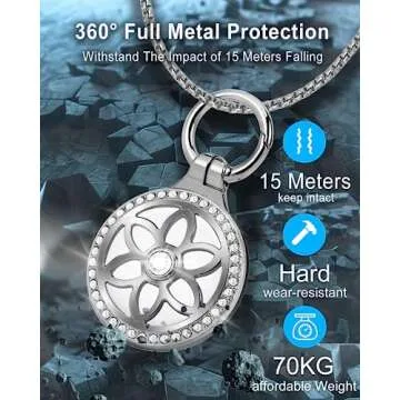 DEERLET Airtag Necklace for Kids,Girls,Adults,Metal Badge Airtag Necklace,Airtag Watch Necklace,29in Adjustable Alloy Necklace with Airtag Holder for Apple Air Tag