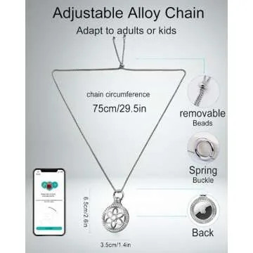 DEERLET Airtag Necklace for Kids,Girls,Adults,Metal Badge Airtag Necklace,Airtag Watch Necklace,29in Adjustable Alloy Necklace with Airtag Holder for Apple Air Tag