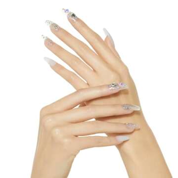 KISS Majestic Nails High-End Sculpted Manicure - Your Grace, Rewearable, Salon Quality, Adhesives Tabs, Eco-Friendly Packaging, Includes Pink Gel Nail Glue, Mini File & More | 84 Count