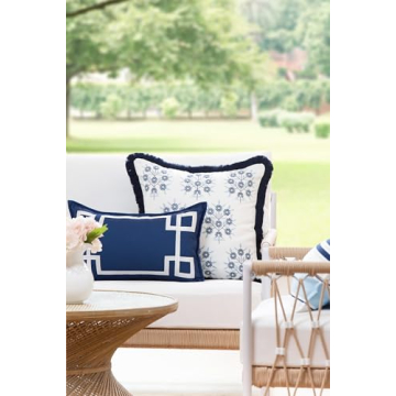 Coastal Embroidered Throw Pillow Cover, 20x20 Size