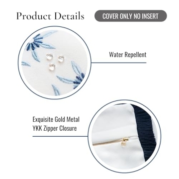 Coastal Embroidered Throw Pillow Cover, 20x20 Size