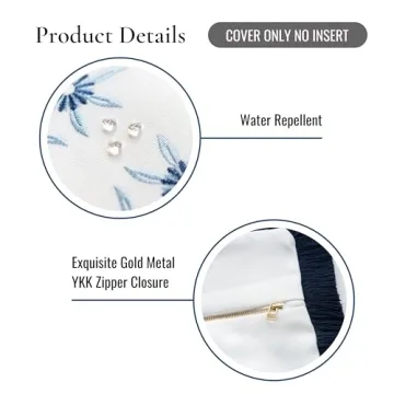 Coastal Embroidered Throw Pillow Cover, 20x20 Size