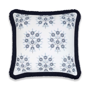 Coastal Embroidered Throw Pillow Cover, 20x20 Size
