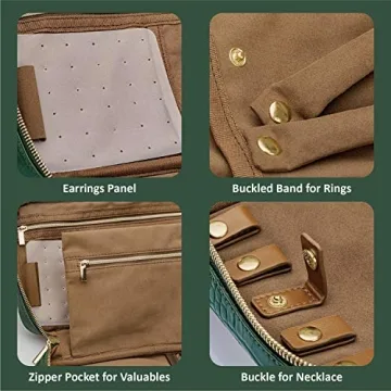 Alameda Crocodile Grain Leather Jewelry Organizer - Travel in Style