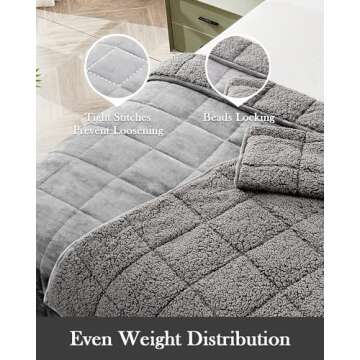 Topblan Sherpa Fleece Weighted Blanket 15lbs, Uniformed Color with Fuzzy Fleece and Shaggy Sherpa to Help with Better Sleep, 48x72 inches, Grey