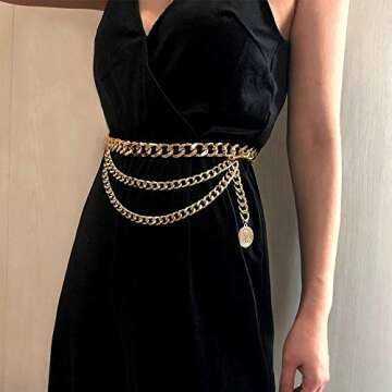 Anglacesmade Bohemain Metal Layered Body Chain Belly Chain Belt with Coin Charm Pendant Chunky Walle...