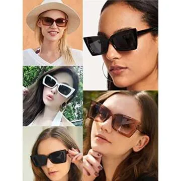 MRJHS Vintage Sunglasses for Women Cat Eye Sunglasses Retro Square Frame Eyewear UV400 Protection Fashion(Pink)