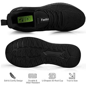 Feethit Mens Non Slip Walking Sneakers Lightweight Breathable Slip on Running Shoes Athletic Gym Tennis Shoes for Men