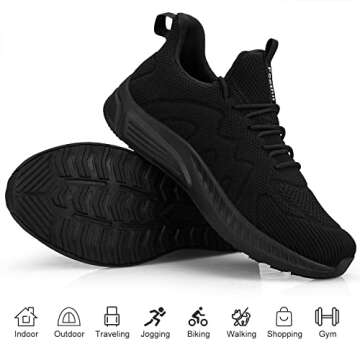 Feethit Mens Non Slip Walking Sneakers Lightweight Breathable Slip on Running Shoes Athletic Gym Tennis Shoes for Men