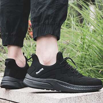 Feethit Mens Non Slip Walking Sneakers Lightweight Breathable Slip on Running Shoes Athletic Gym Tennis Shoes for Men