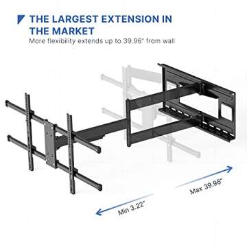 Long Arm TV Wall Mount for Most 43 to 80 inch Flat&Curved TVs, Full Motion TV Mount Bracket with 40 inch Extension Articulating Arm Holds up to 110lbs, Max VESA 800x400mm