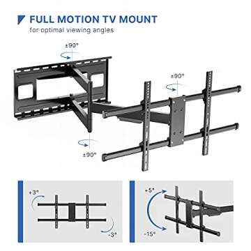 Long Arm TV Wall Mount for Most 43 to 80 inch Flat&Curved TVs, Full Motion TV Mount Bracket with 40 inch Extension Articulating Arm Holds up to 110lbs, Max VESA 800x400mm