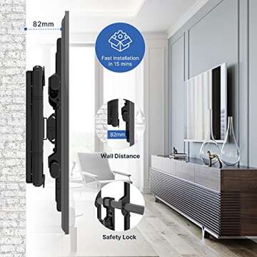 Long Arm TV Wall Mount for Most 43 to 80 inch Flat&Curved TVs, Full Motion TV Mount Bracket with 40 inch Extension Articulating Arm Holds up to 110lbs, Max VESA 800x400mm