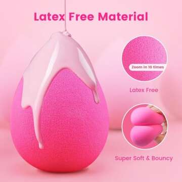 BEAKEY Large, Mini and Standard Makeup Sponges Trio Set with Soft and Bouncy Touch, Beauty Sponges Blender in Rose Pink for Powder, Cream and Liquid Blending