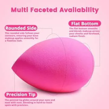 BEAKEY Large, Mini and Standard Makeup Sponges Trio Set with Soft and Bouncy Touch, Beauty Sponges Blender in Rose Pink for Powder, Cream and Liquid Blending