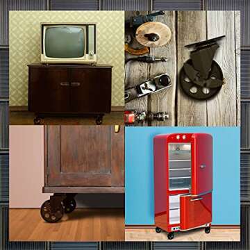 FactorDuty 4 All Black Metal Swivel Plate Caster Wheels w/Brake Lock Heavy Duty High-Gauge Steel (4" with Brake)